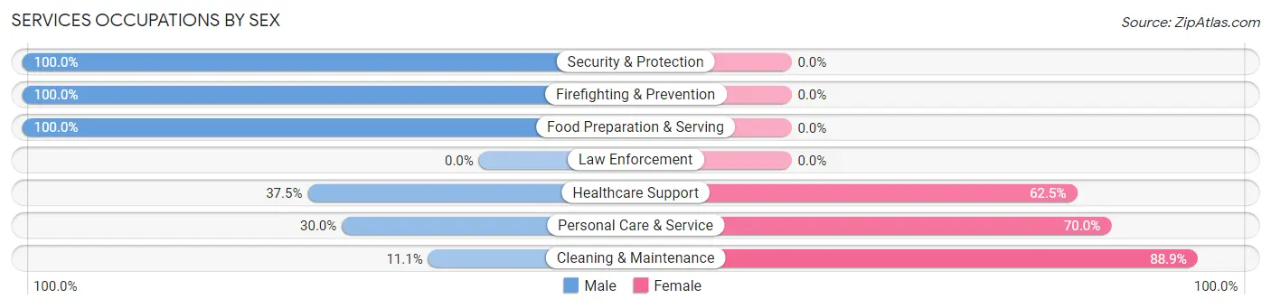 Services Occupations by Sex in Lago Vista