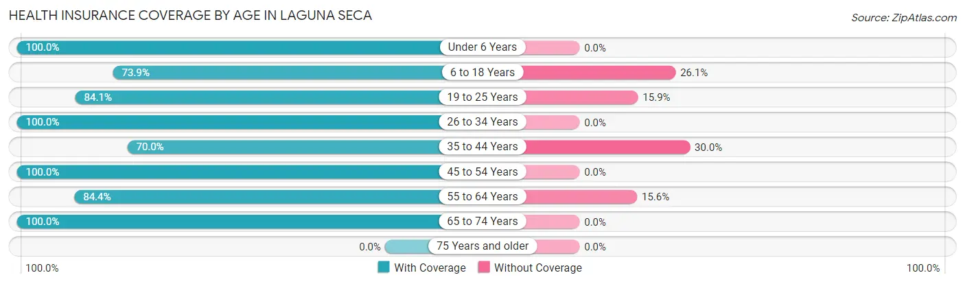 Health Insurance Coverage by Age in Laguna Seca