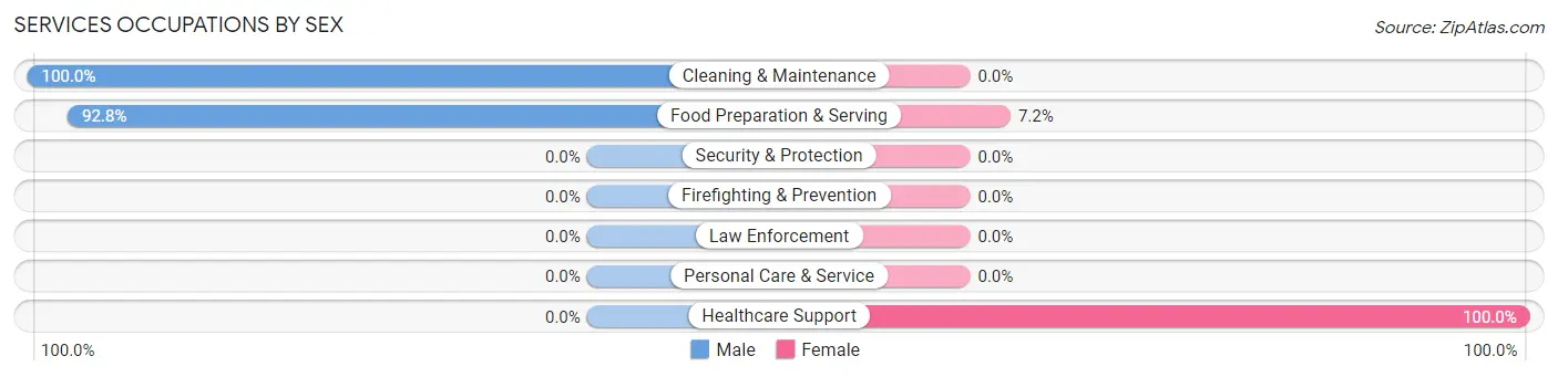Services Occupations by Sex in Laguna Vista
