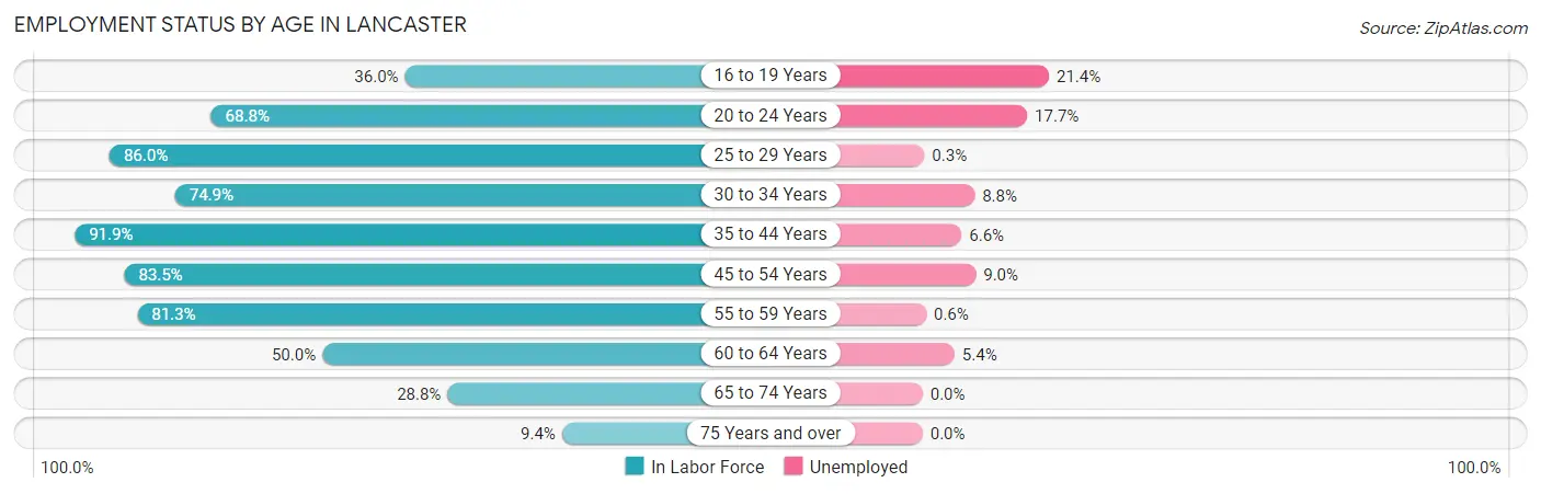 Employment Status by Age in Lancaster