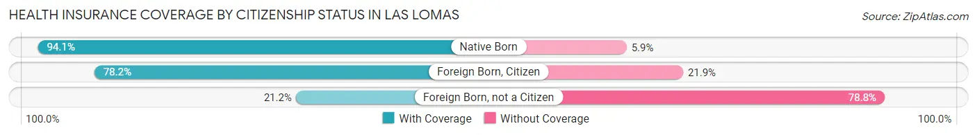Health Insurance Coverage by Citizenship Status in Las Lomas