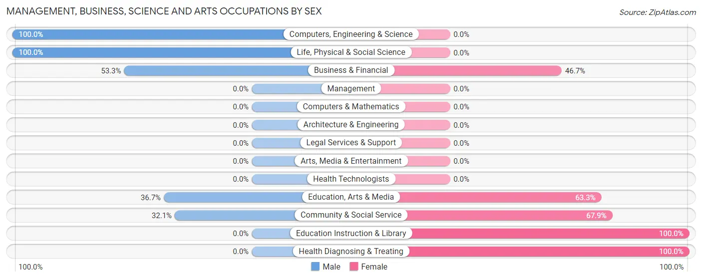 Management, Business, Science and Arts Occupations by Sex in Lasara
