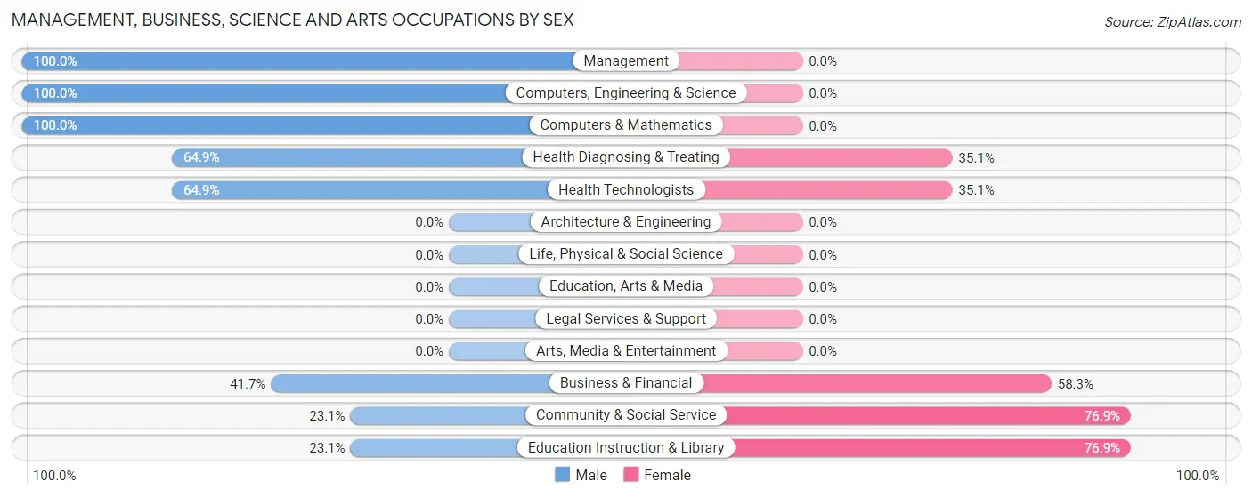 Management, Business, Science and Arts Occupations by Sex in Laureles