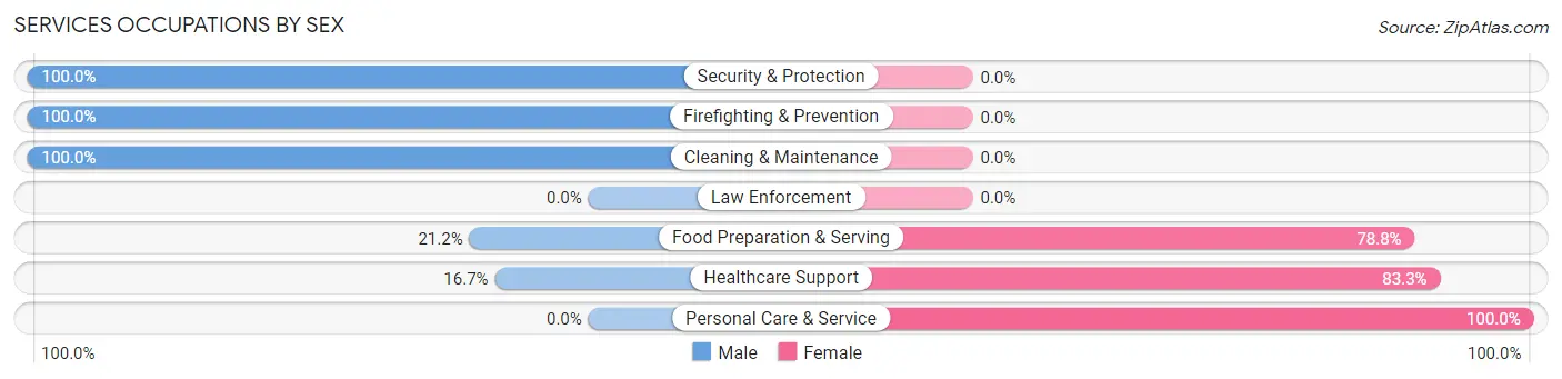 Services Occupations by Sex in Leary