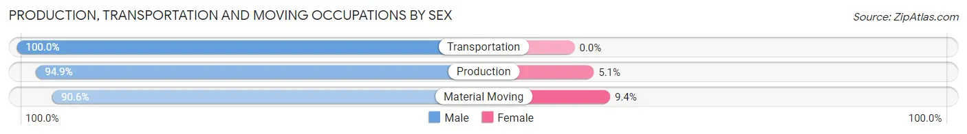 Production, Transportation and Moving Occupations by Sex in Levelland