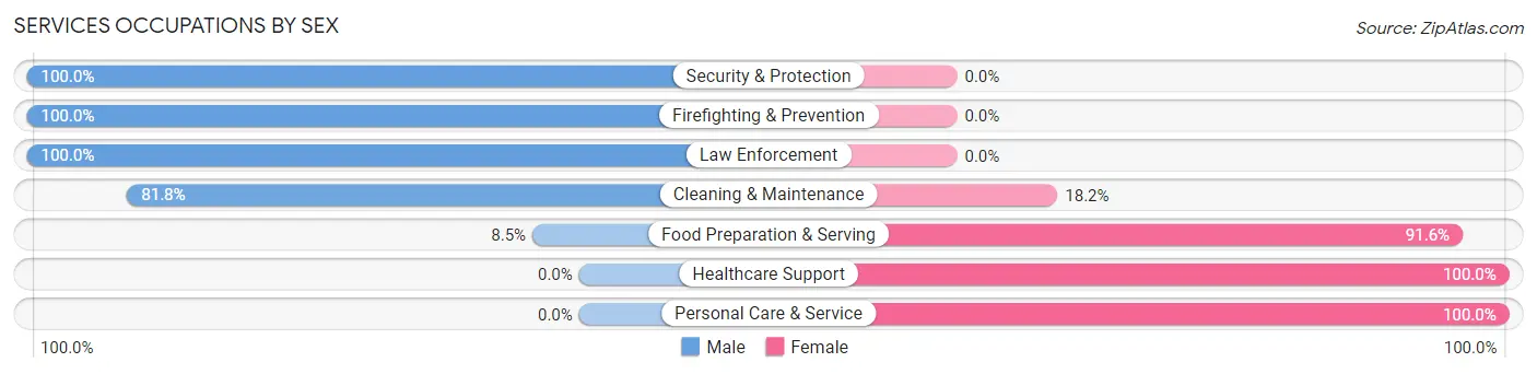 Services Occupations by Sex in Lexington