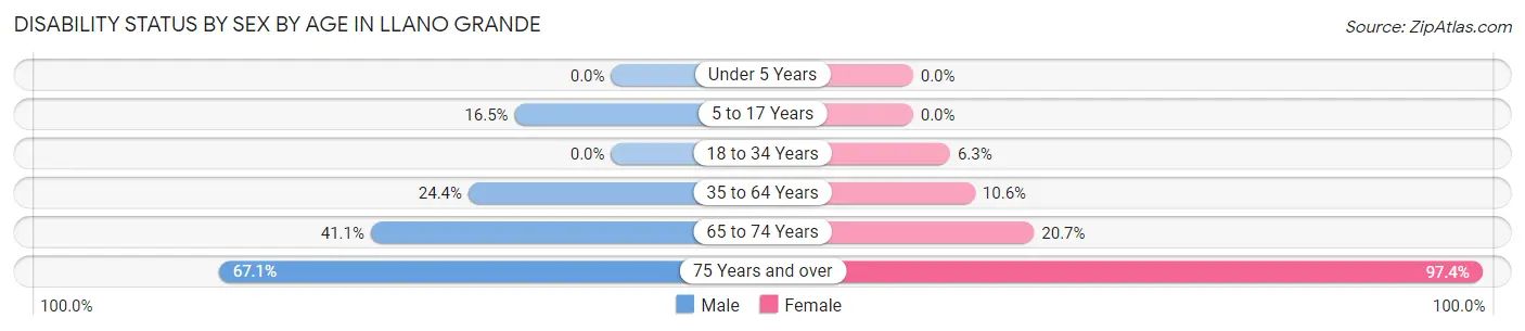 Disability Status by Sex by Age in Llano Grande