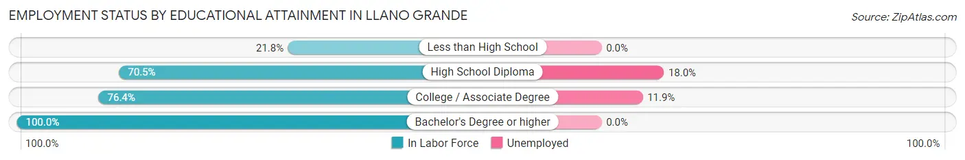 Employment Status by Educational Attainment in Llano Grande