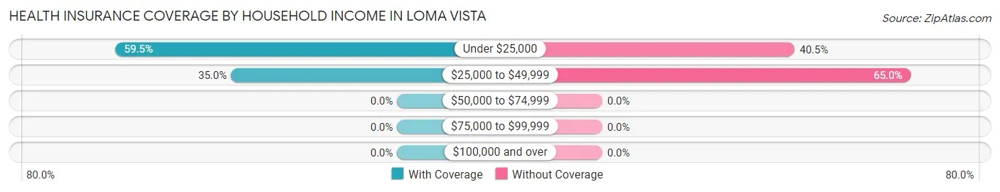 Health Insurance Coverage by Household Income in Loma Vista