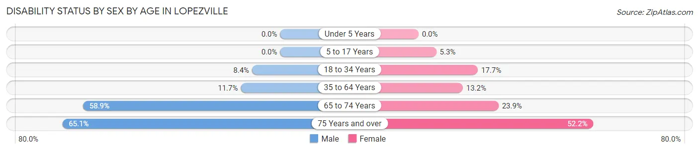 Disability Status by Sex by Age in Lopezville