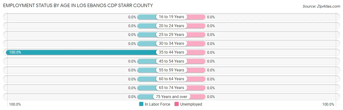Employment Status by Age in Los Ebanos CDP Starr County