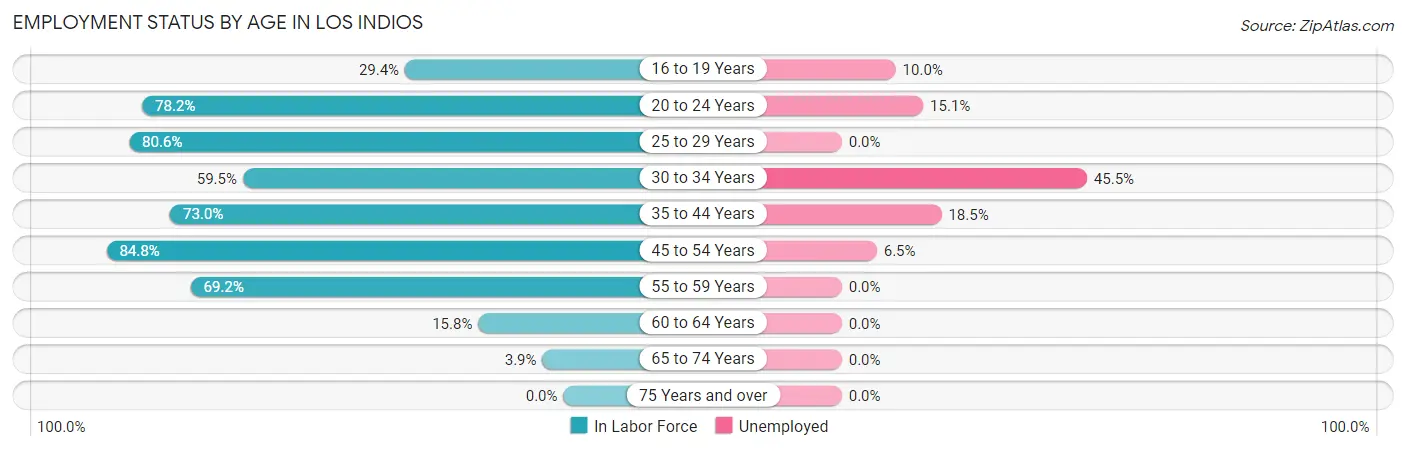 Employment Status by Age in Los Indios