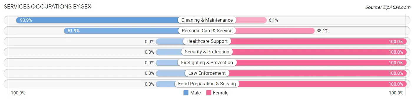 Services Occupations by Sex in Los Indios