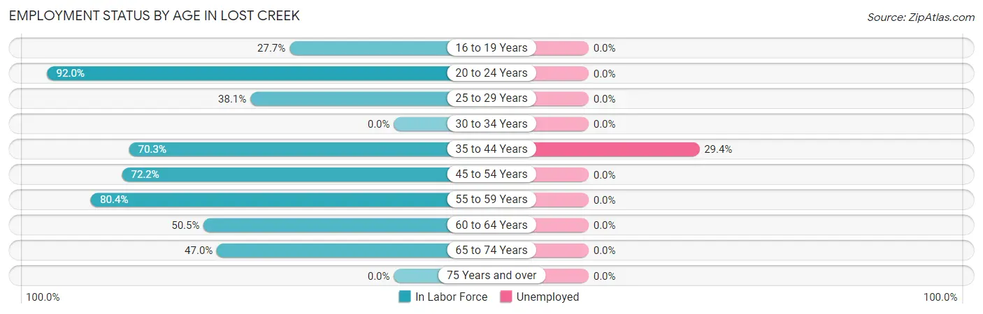 Employment Status by Age in Lost Creek