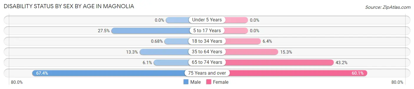 Disability Status by Sex by Age in Magnolia