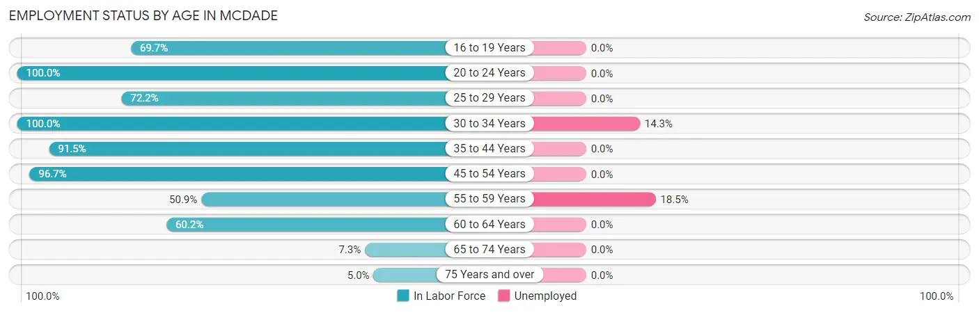 Employment Status by Age in McDade