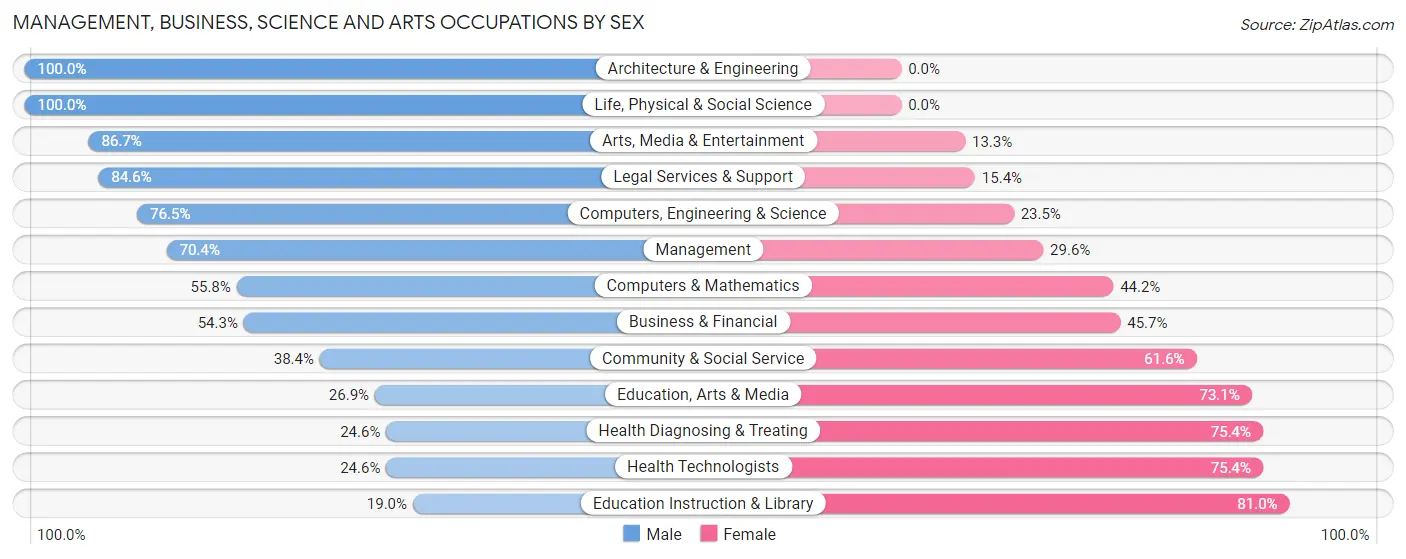 Management, Business, Science and Arts Occupations by Sex in McLendon Chisholm