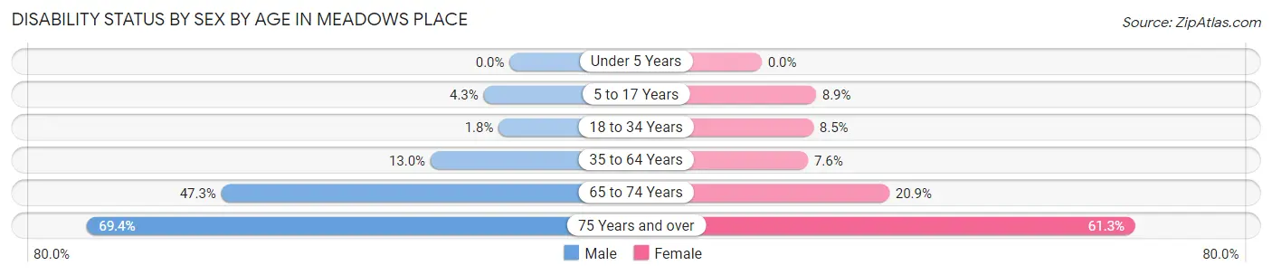 Disability Status by Sex by Age in Meadows Place