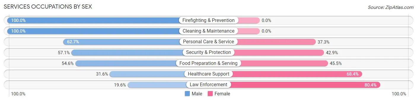 Services Occupations by Sex in Meadows Place