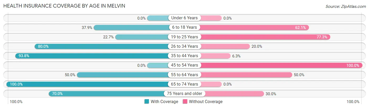 Health Insurance Coverage by Age in Melvin