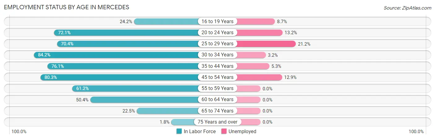 Employment Status by Age in Mercedes