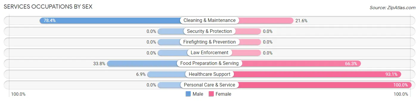 Services Occupations by Sex in Mila Doce