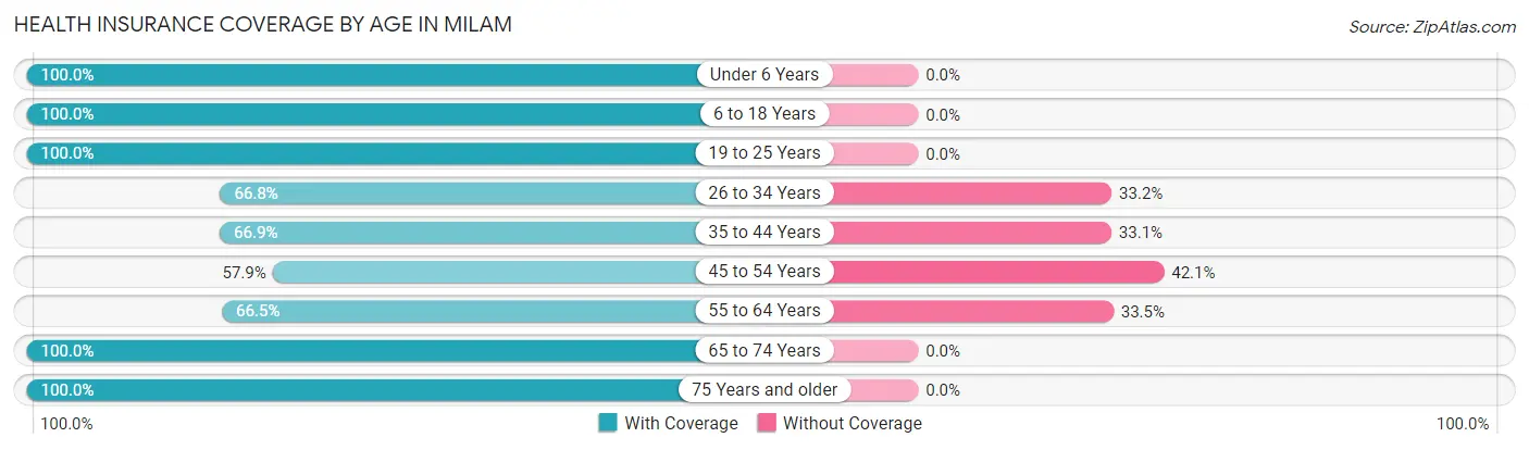 Health Insurance Coverage by Age in Milam