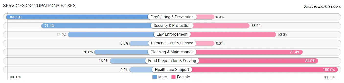 Services Occupations by Sex in Miles