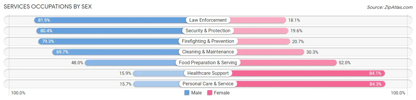Services Occupations by Sex in Mineral Wells