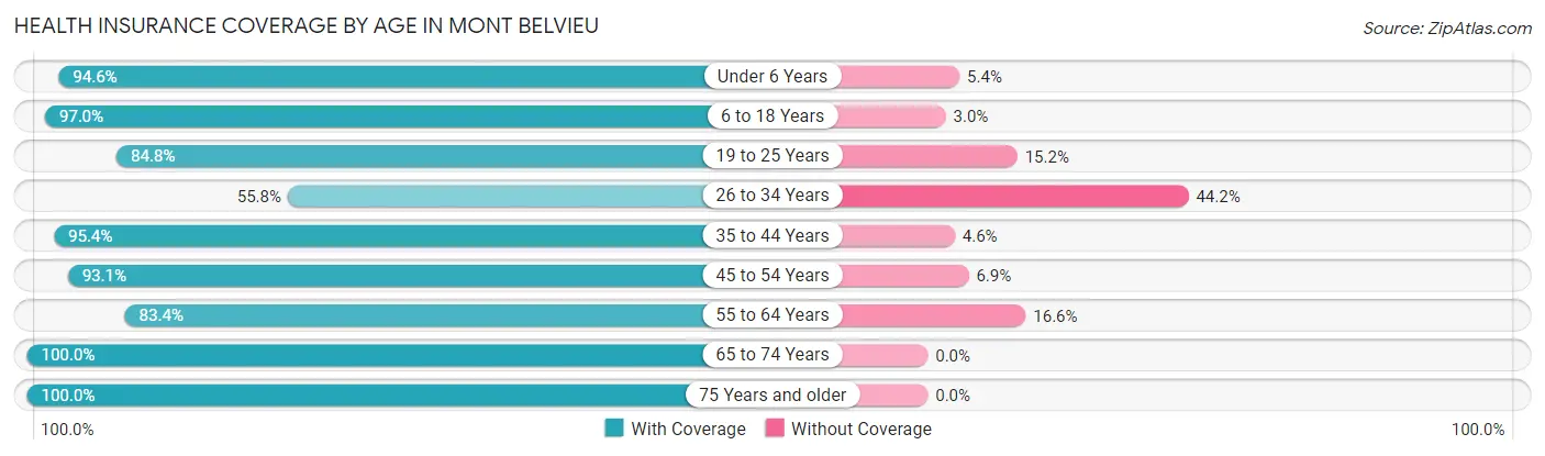 Health Insurance Coverage by Age in Mont Belvieu