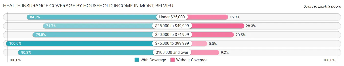 Health Insurance Coverage by Household Income in Mont Belvieu