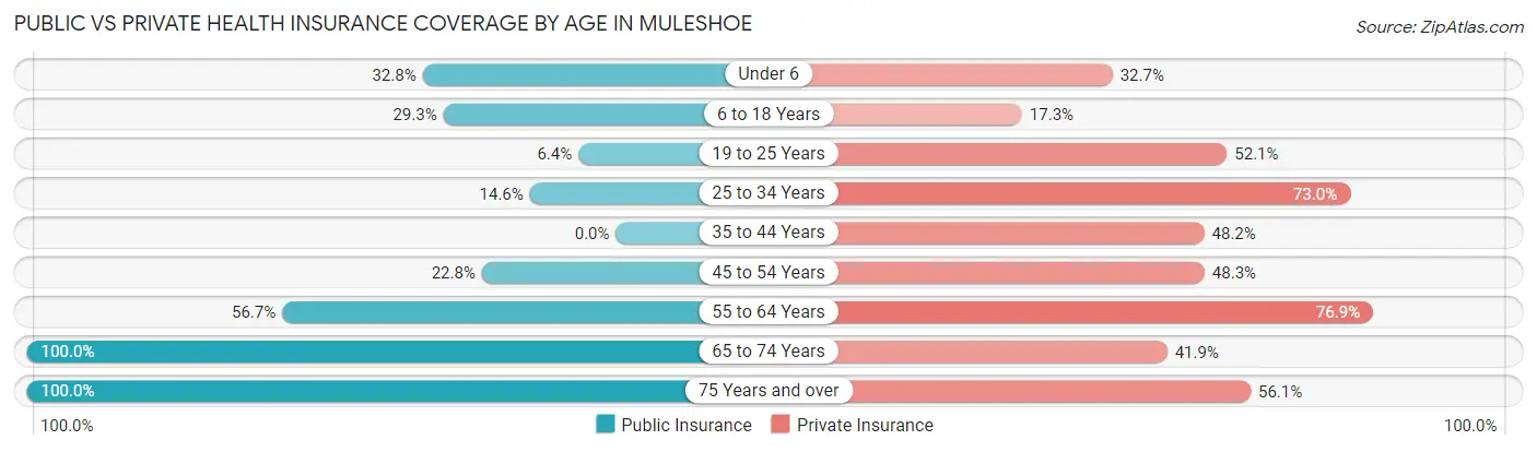 Public vs Private Health Insurance Coverage by Age in Muleshoe