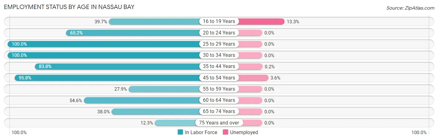 Employment Status by Age in Nassau Bay