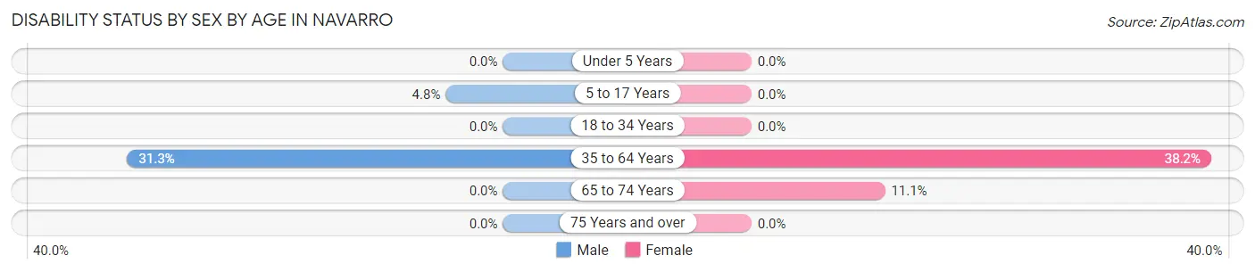Disability Status by Sex by Age in Navarro