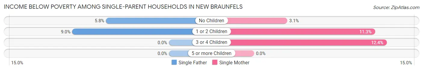 Income Below Poverty Among Single-Parent Households in New Braunfels
