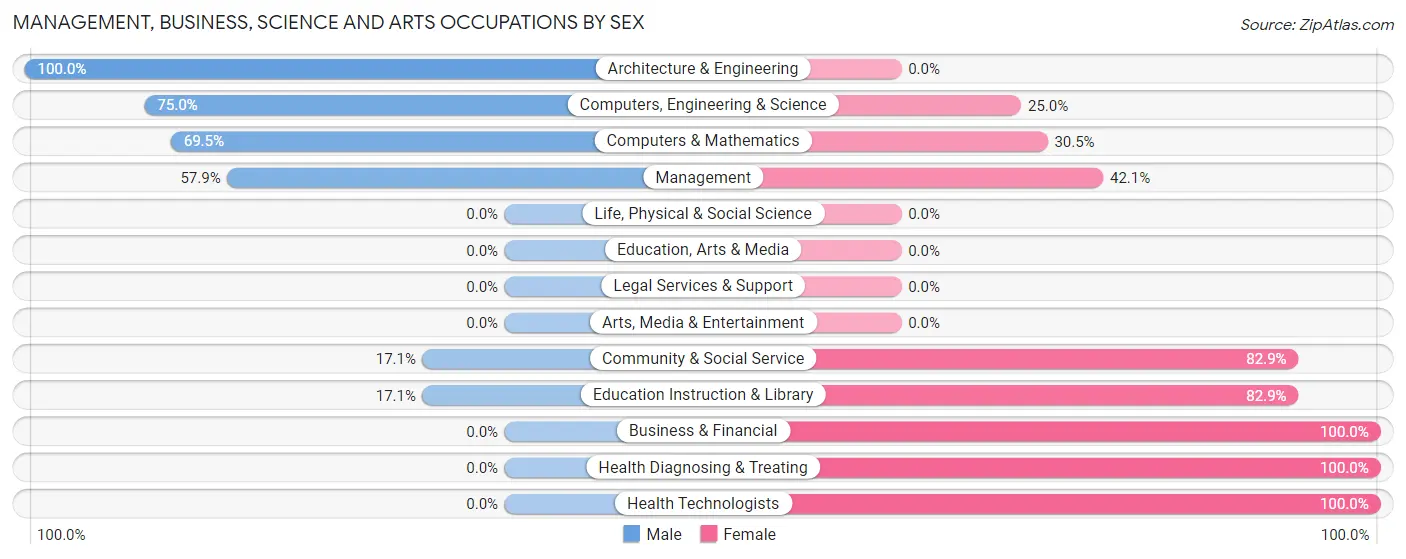 Management, Business, Science and Arts Occupations by Sex in New Fairview