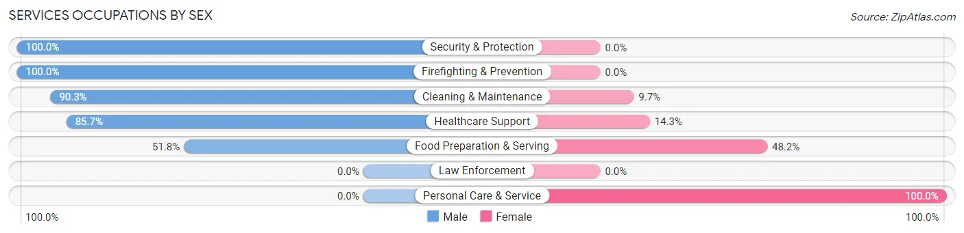 Services Occupations by Sex in New Hope