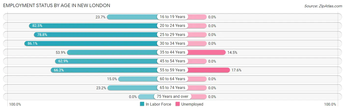 Employment Status by Age in New London