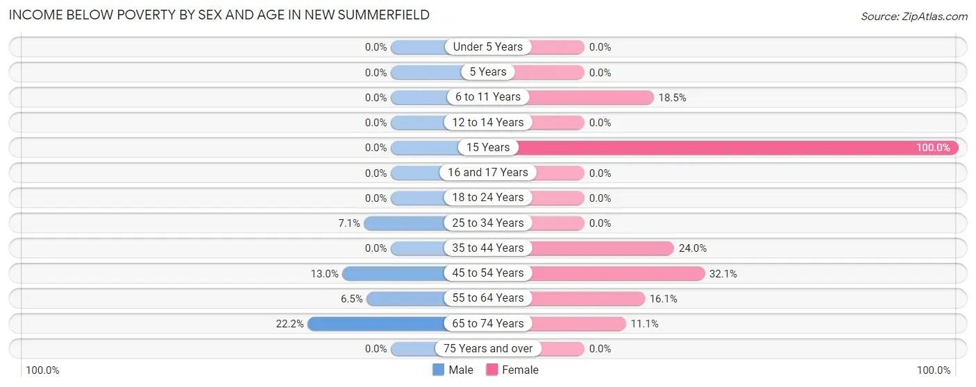 Income Below Poverty by Sex and Age in New Summerfield