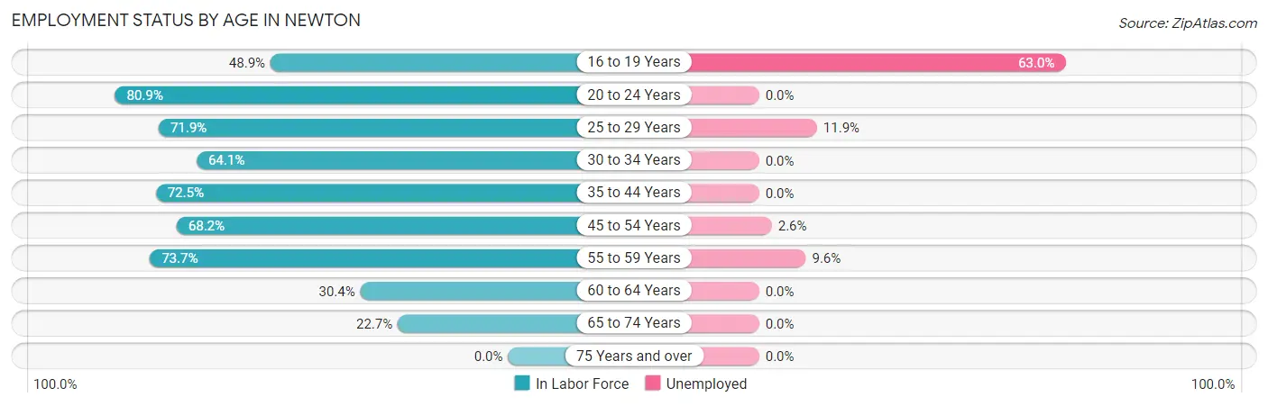 Employment Status by Age in Newton