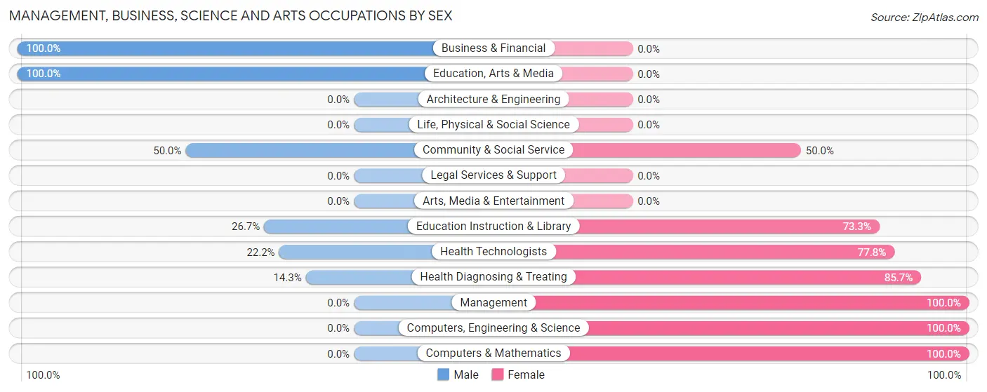Management, Business, Science and Arts Occupations by Sex in Nordheim