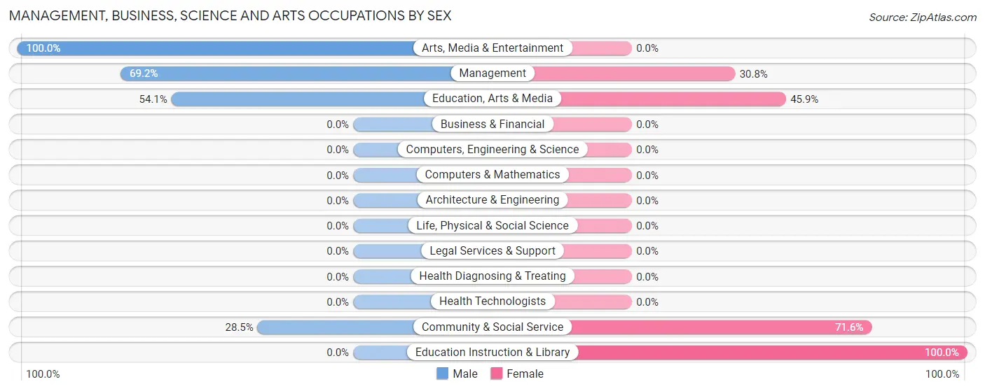 Management, Business, Science and Arts Occupations by Sex in North Alamo