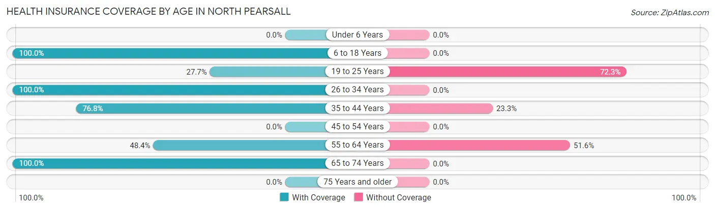 Health Insurance Coverage by Age in North Pearsall