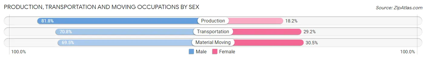 Production, Transportation and Moving Occupations by Sex in Oak Trail Shores