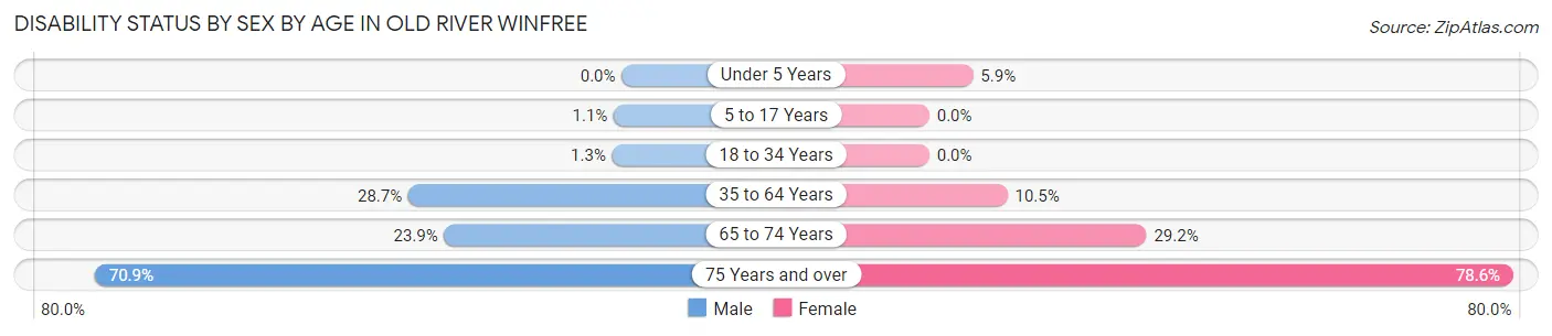 Disability Status by Sex by Age in Old River Winfree