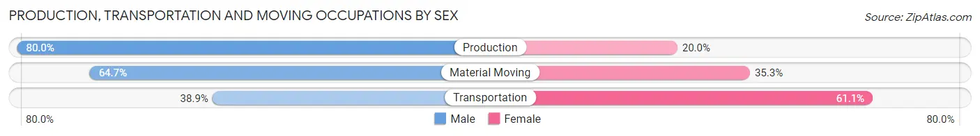 Production, Transportation and Moving Occupations by Sex in Old River Winfree