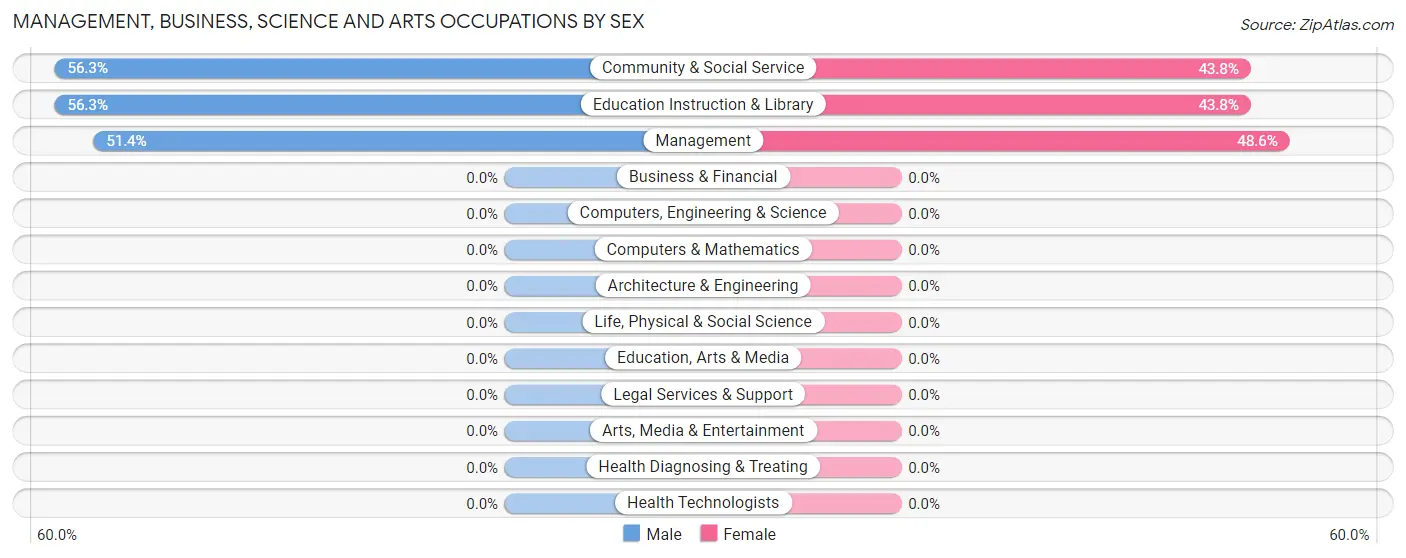 Management, Business, Science and Arts Occupations by Sex in Olmito
