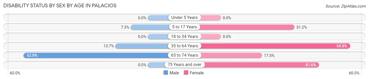 Disability Status by Sex by Age in Palacios
