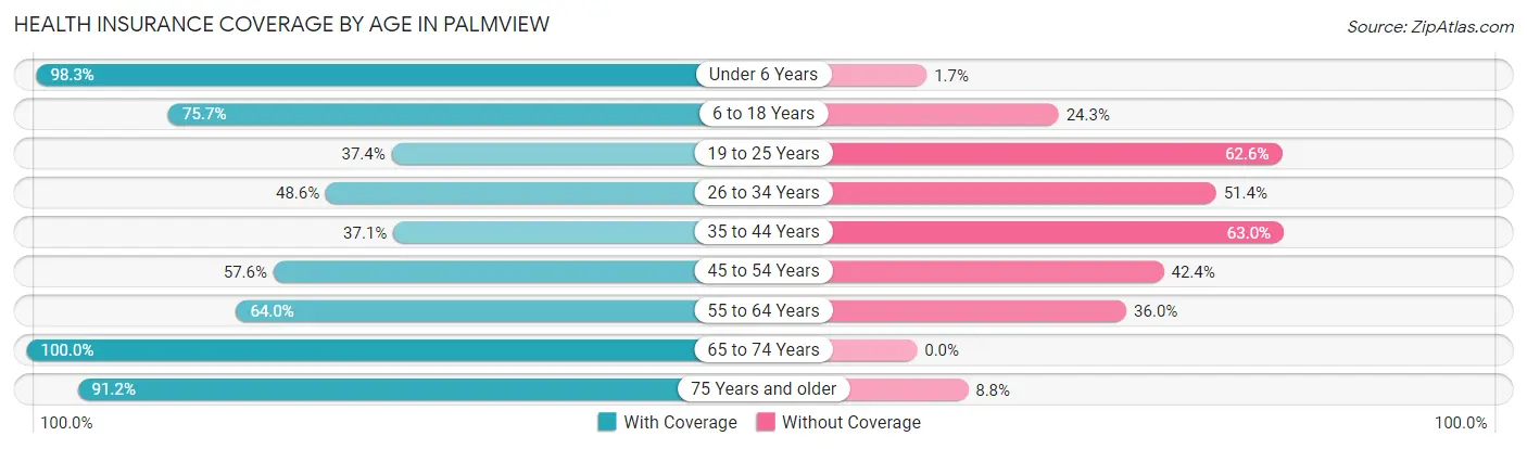 Health Insurance Coverage by Age in Palmview