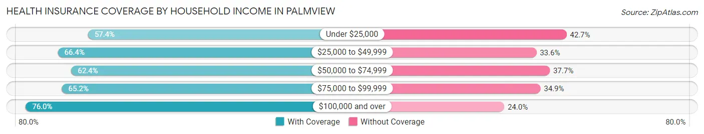 Health Insurance Coverage by Household Income in Palmview